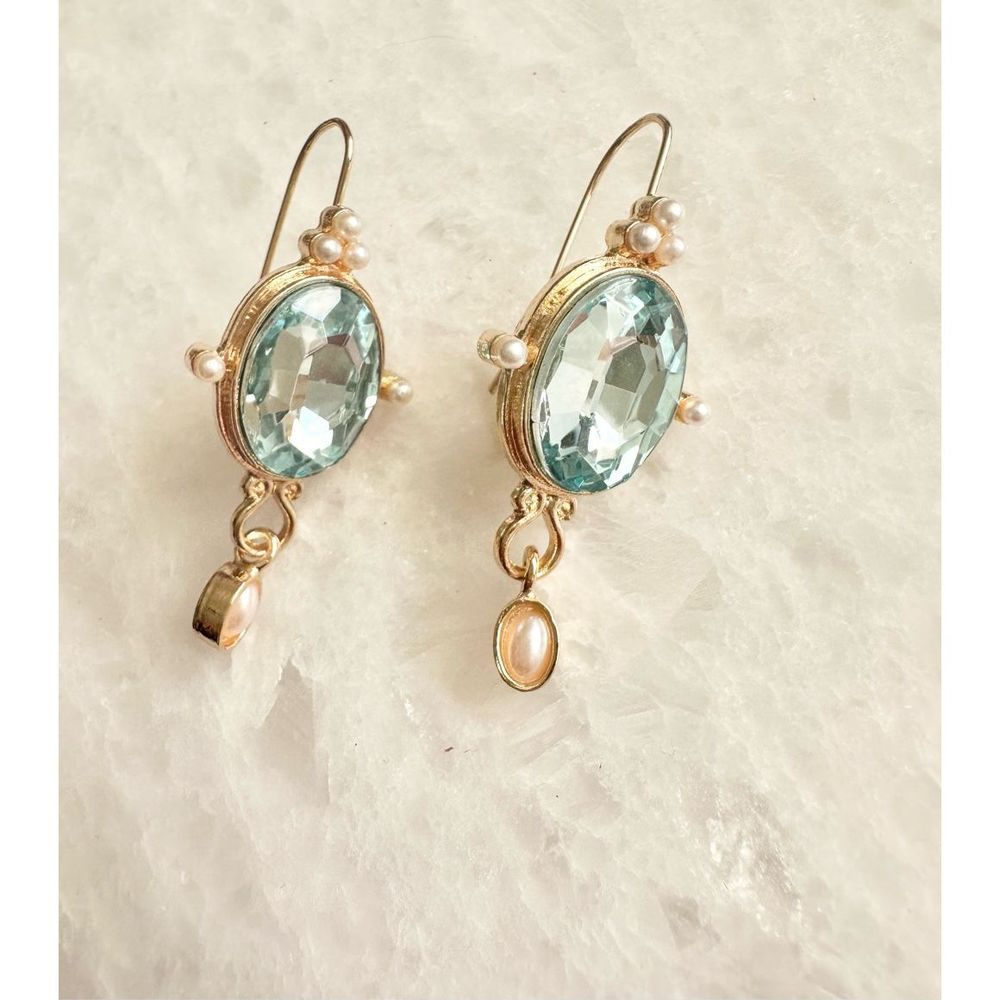 Elegant Gold and Blue Gemstone Earrings